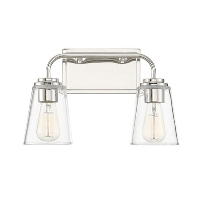 2-Light 15" Bathroom Vanity Light, Polished Nickel