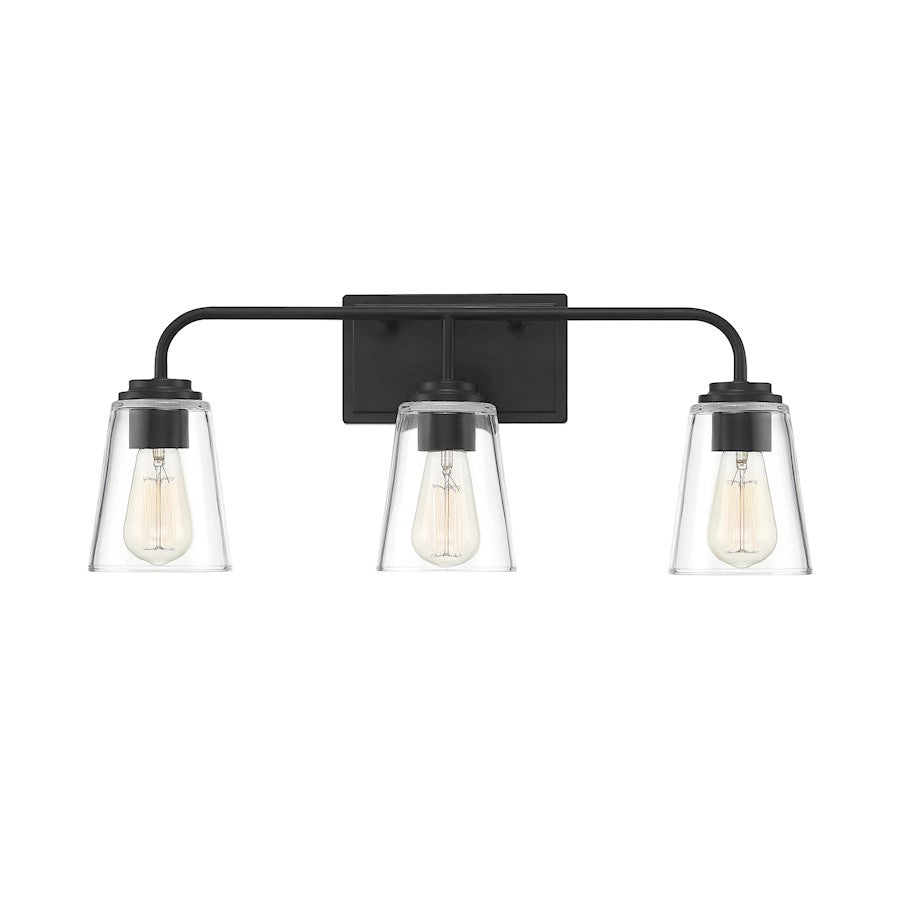 3-Light 24" Bathroom Vanity Light, Matte Black