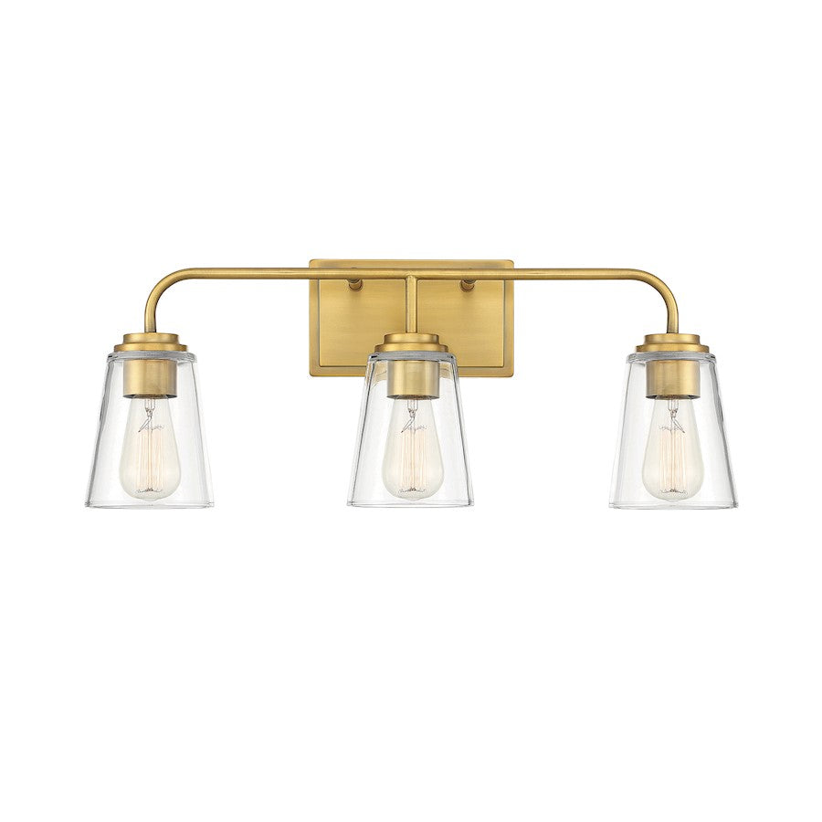 3-Light 24" Bathroom Vanity Light, Natural Brass