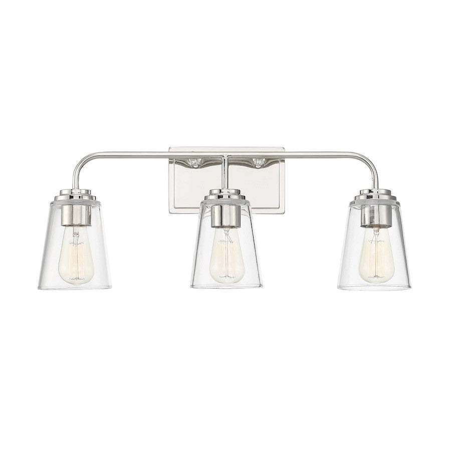 3-Light 24" Bathroom Vanity Light, Polished Nickel