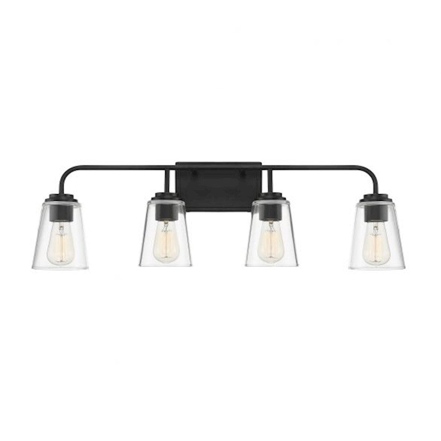 4-Light 32" Bathroom Vanity Light, Matte Black