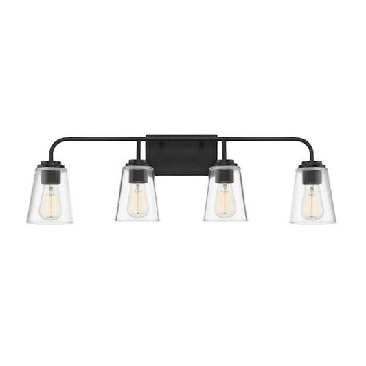 4-Light 32" Bathroom Vanity Light, Matte Black