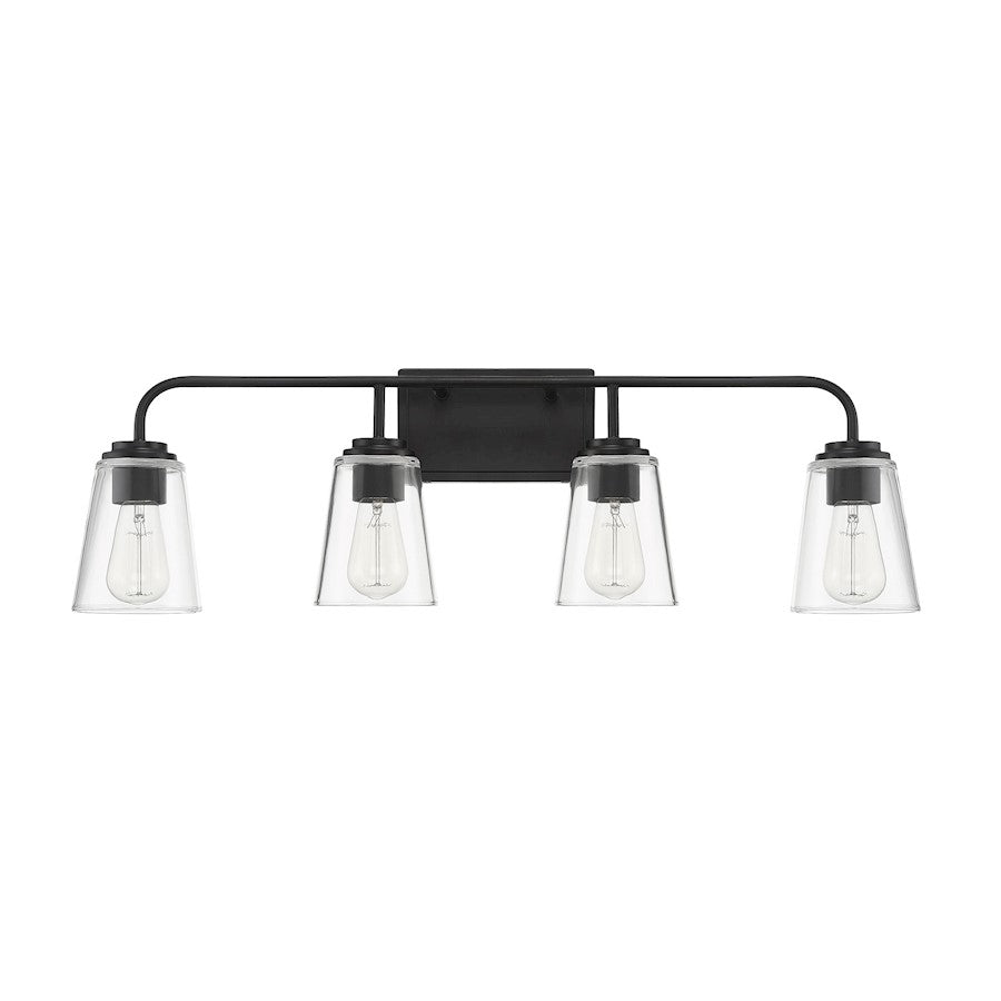 4-Light 32" Bathroom Vanity Light, Matte Black