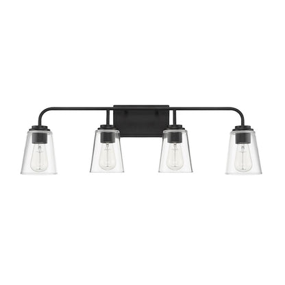 4-Light 32" Bathroom Vanity Light, Matte Black