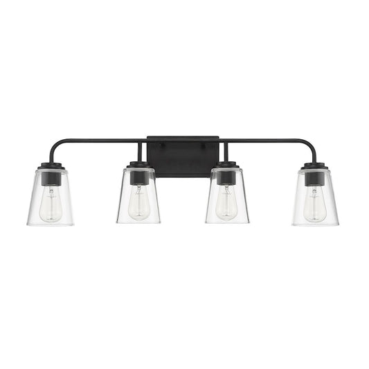 4-Light 32" Bathroom Vanity Light, Matte Black