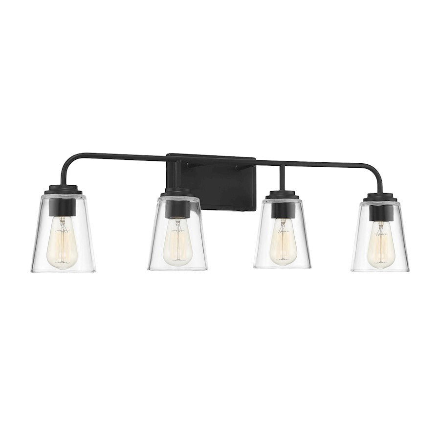 4-Light 32" Bathroom Vanity Light, Matte Black