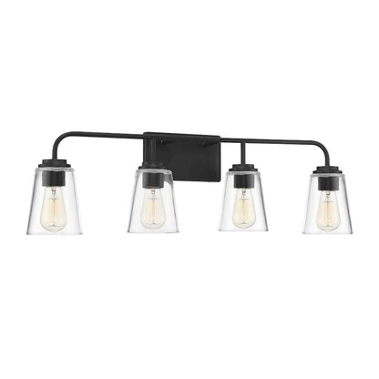 4-Light 32" Bathroom Vanity Light, Matte Black