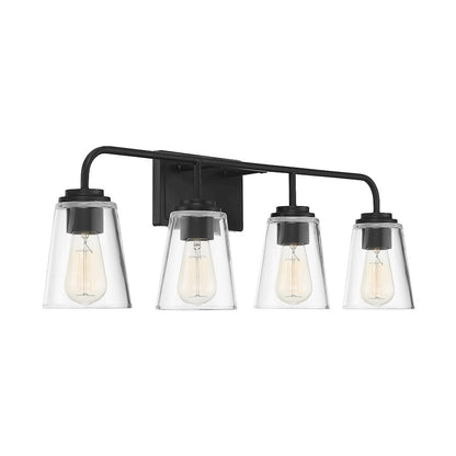 4-Light 32" Bathroom Vanity Light, Matte Black