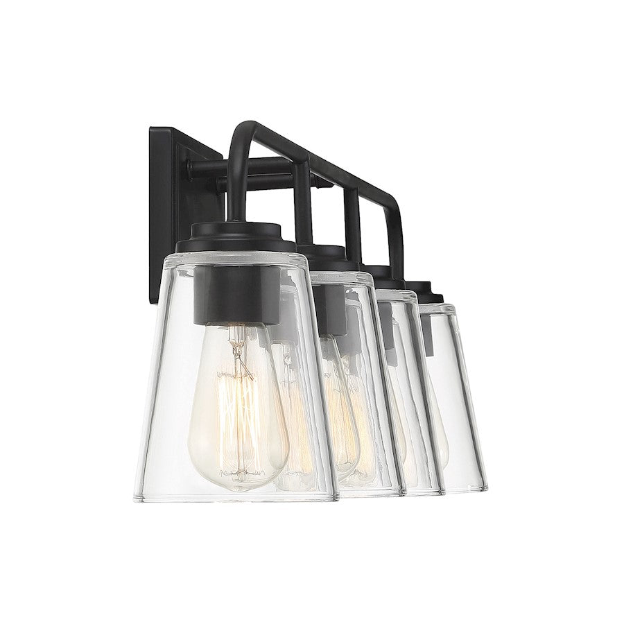 4-Light 32" Bathroom Vanity Light, Matte Black