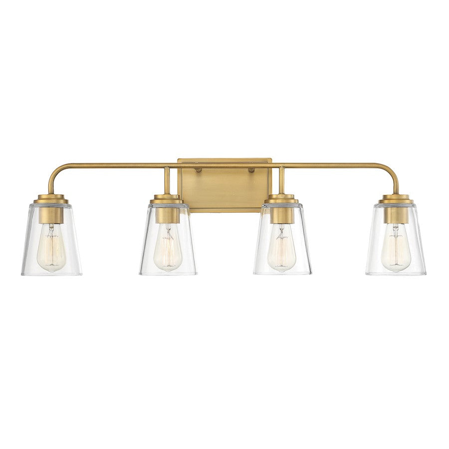 4-Light 32" Bathroom Vanity Light, Natural Brass