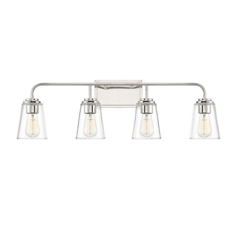 4-Light Bathroom Vanity Light, Polished Nickel