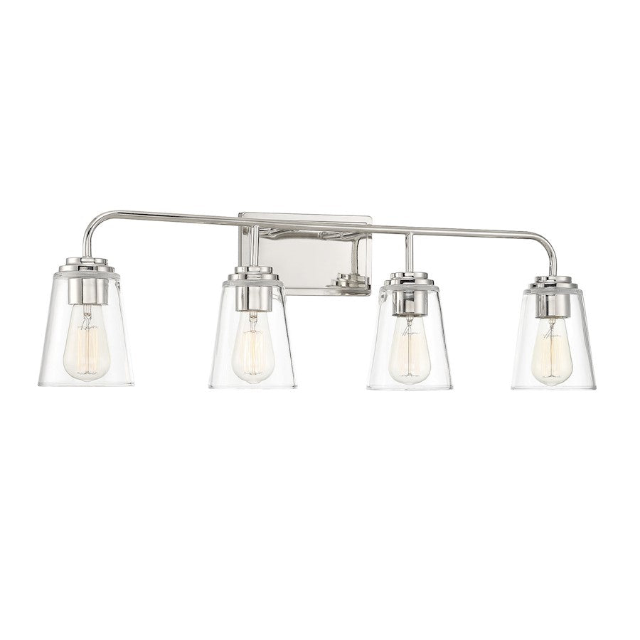 4-Light Bathroom Vanity Light, Polished Nickel