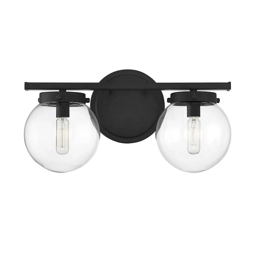 2-Light, 16" Bathroom Vanity Light, Matte Black