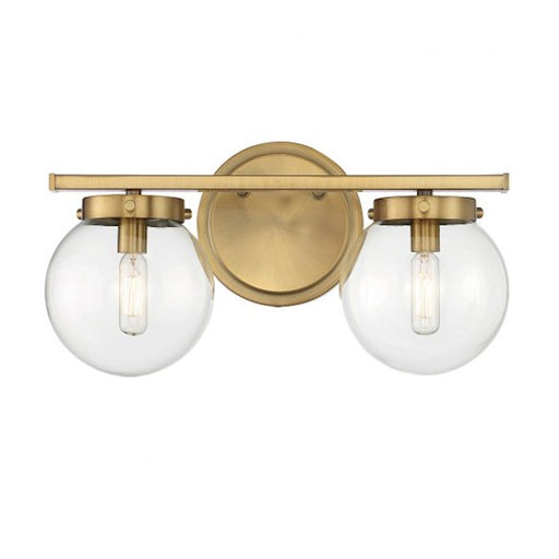 Savoy House 2-Light 16" Bathroom Vanity Light, Natural Brass/Clear - M80046NB