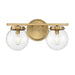 Savoy House 2-Light 16" Bathroom Vanity Light, Natural Brass/Clear - M80046NB