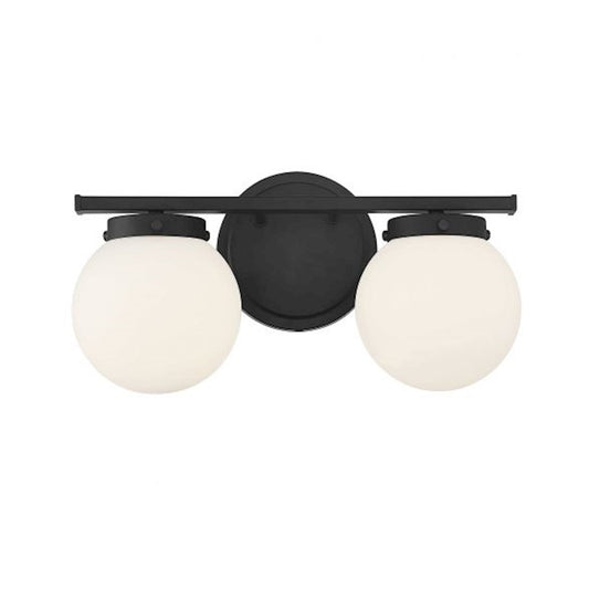 2-Light, 16" Bathroom Vanity Light, Matte Black