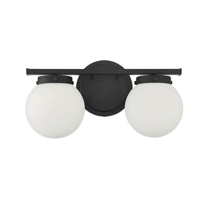 2-Light, 16" Bathroom Vanity Light, Matte Black