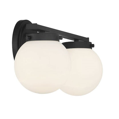 2-Light, 16" Bathroom Vanity Light, Matte Black