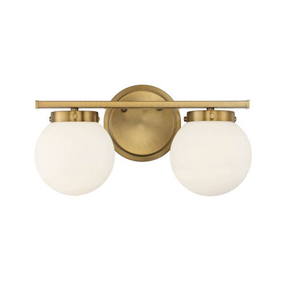 2-Light, 16" Bathroom Vanity Light, Natural Brass