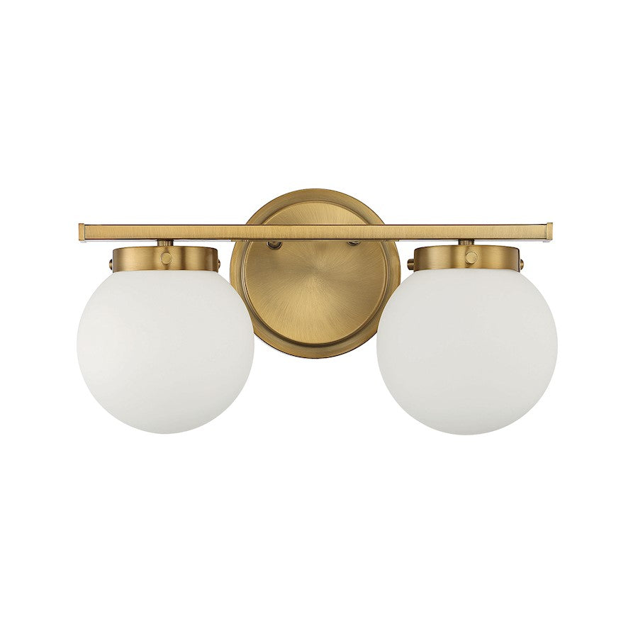 2-Light, 16" Bathroom Vanity Light, Natural Brass