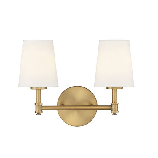 Savoy House 2-Light 15" Bathroom Vanity Light, Natural Brass/Linen - M80050NB