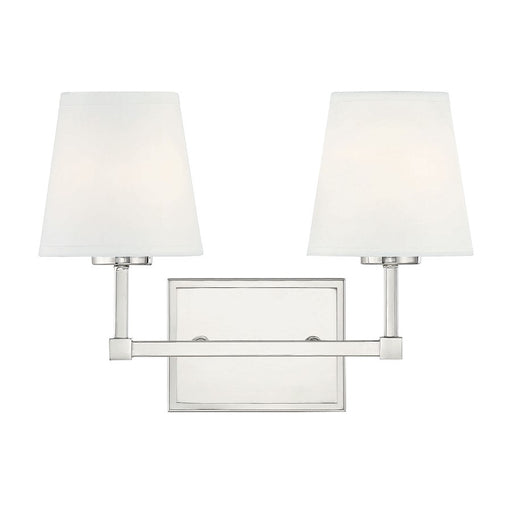 Savoy House 2-Light 15" Bathroom Vanity Light, Polished Nickel/Linen - M80052PN