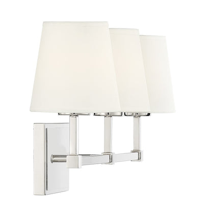 3-Light 24" Bathroom Vanity Light, Polished Nickel/Linen