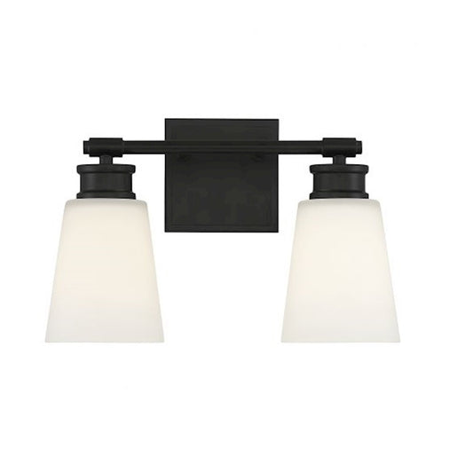 2-Light 14" Bathroom Vanity Light, Matte Black