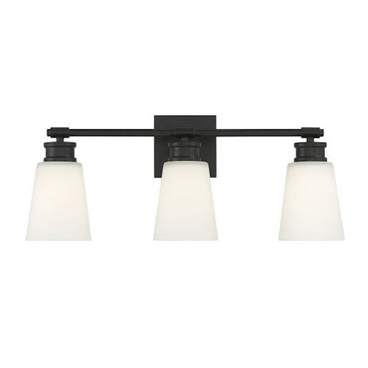3-Light 23" Bathroom Vanity Light, Matte Black