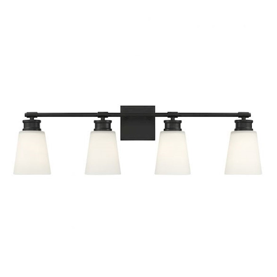 4-Light 31" Bathroom Vanity Light, Matte Black