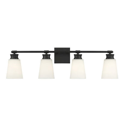 4-Light 31" Bathroom Vanity Light, Matte Black