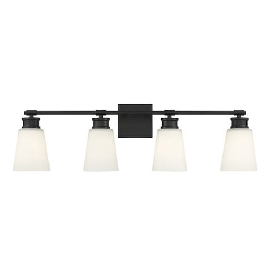 4-Light 31" Bathroom Vanity Light, Matte Black