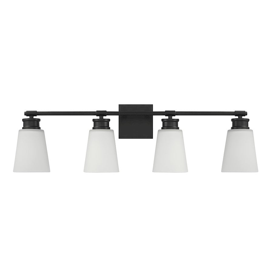 4-Light 31" Bathroom Vanity Light, Matte Black