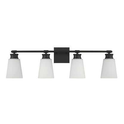 4-Light 31" Bathroom Vanity Light, Matte Black