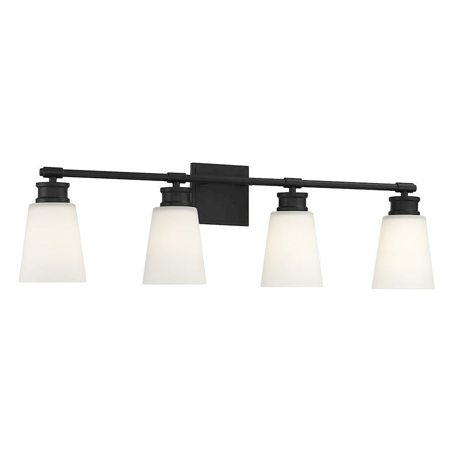 4-Light 31" Bathroom Vanity Light, Matte Black