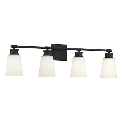 4-Light 31" Bathroom Vanity Light, Matte Black