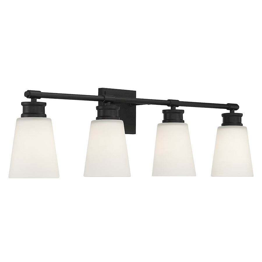 4-Light 31" Bathroom Vanity Light, Matte Black