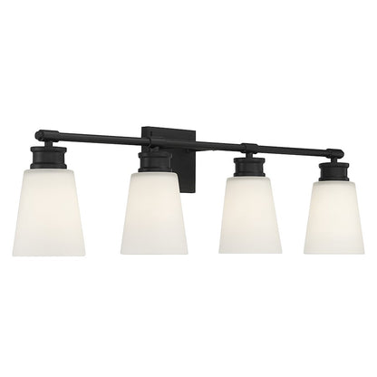 4-Light 31" Bathroom Vanity Light, Matte Black