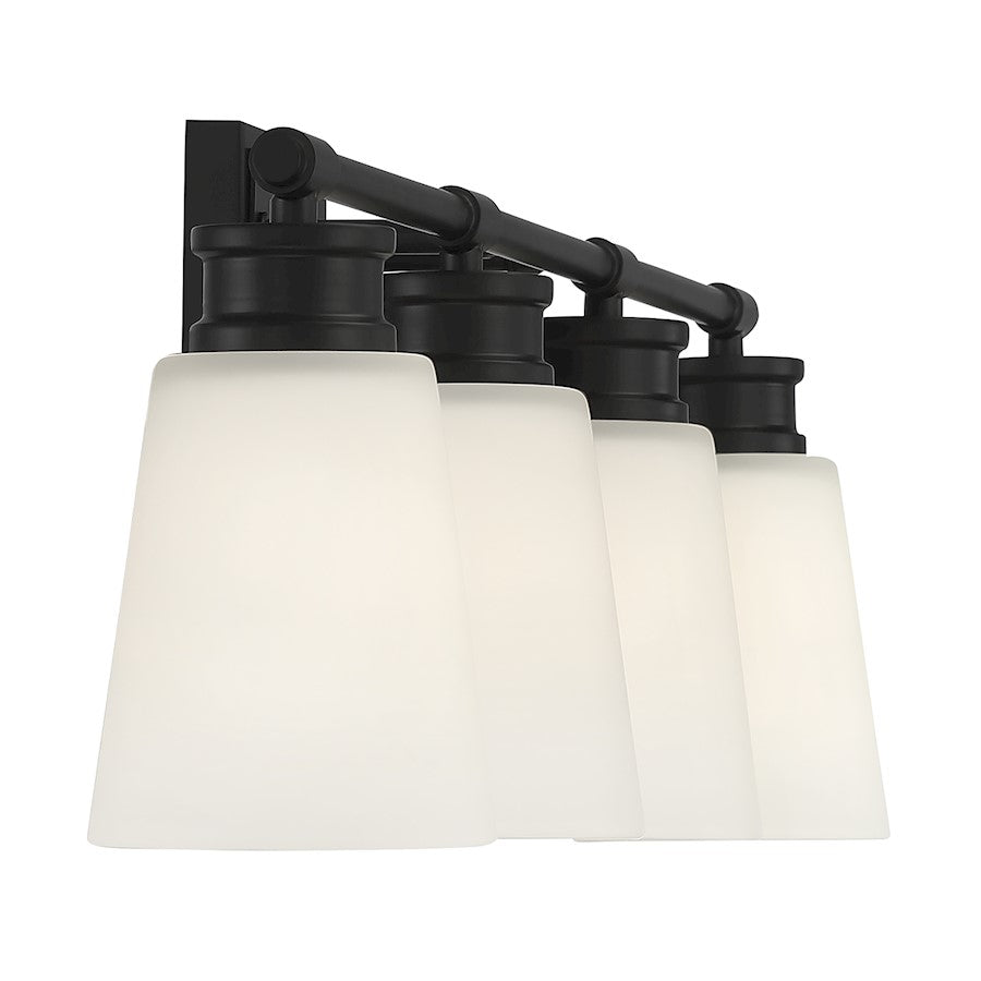 4-Light 31" Bathroom Vanity Light, Matte Black