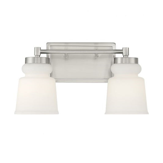 Savoy House 2-Light 15" Bathroom Vanity Light, Brushed Nickel/Milk - M80057BN