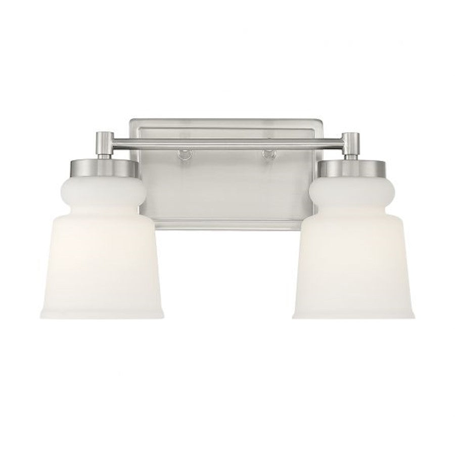 2-Light, 15" Bathroom Vanity Light, Brushed Nickel