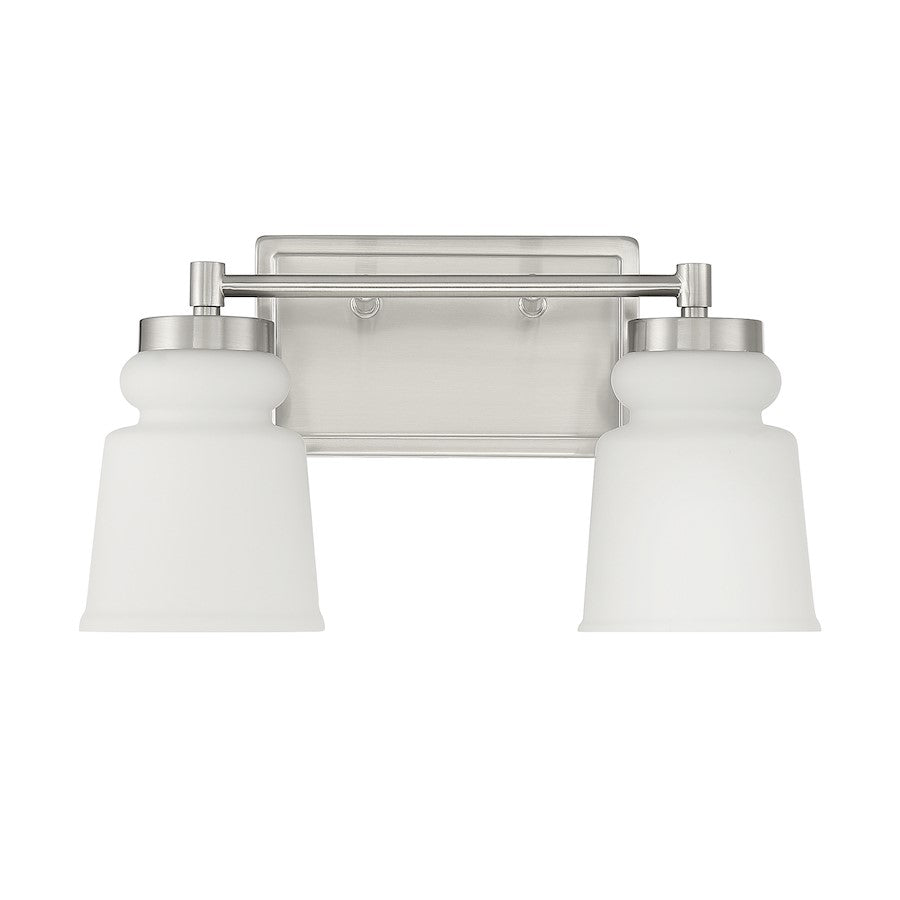 2-Light, 15" Bathroom Vanity Light, Brushed Nickel