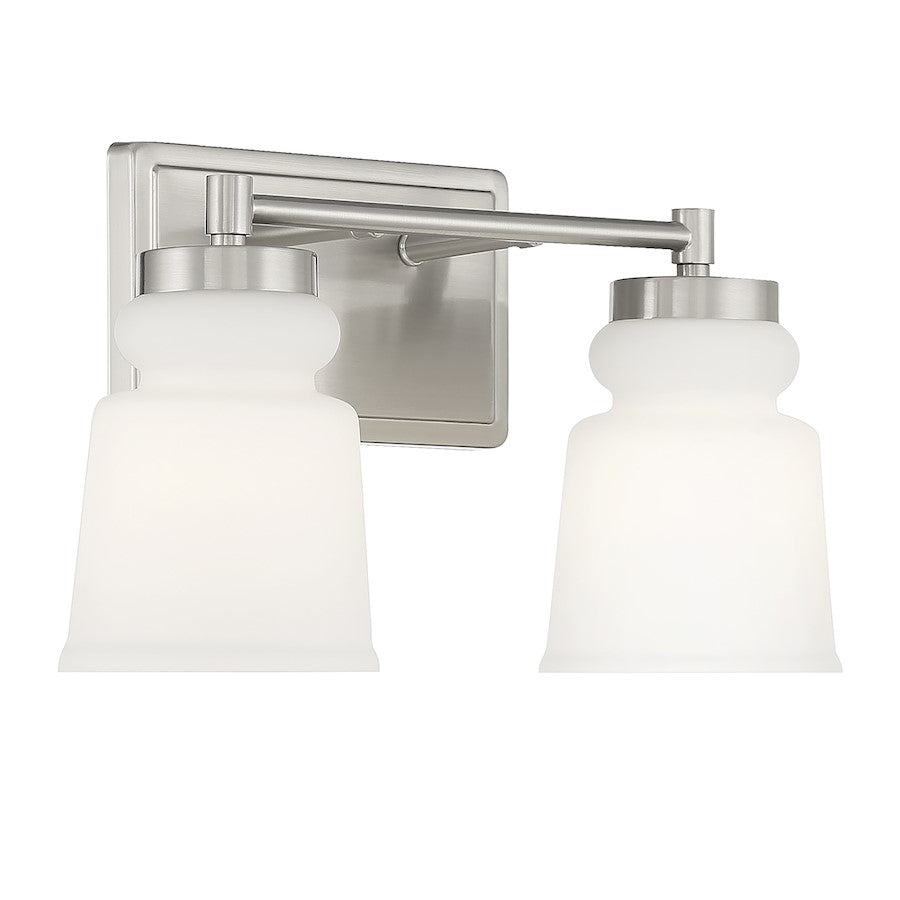 2-Light, 15" Bathroom Vanity Light, Brushed Nickel