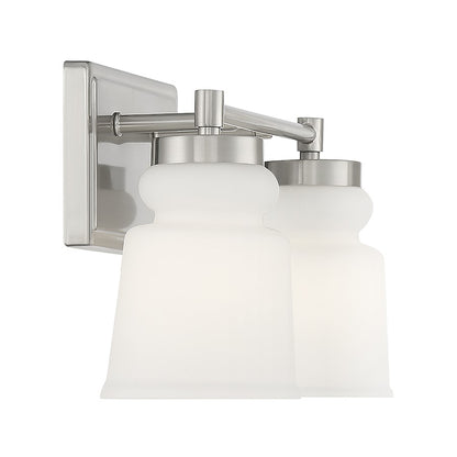 2-Light, 15" Bathroom Vanity Light, Brushed Nickel