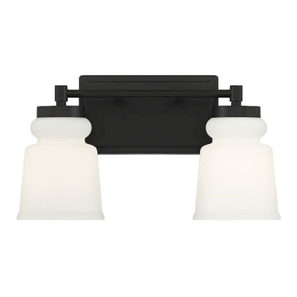 Savoy House 2-Light 15" Bathroom Vanity Light, Matte Black/Milk - M80057MBK