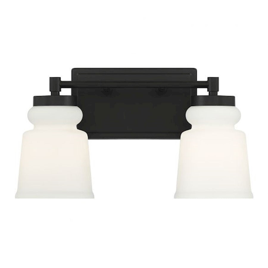 2-Light, 15" Bathroom Vanity Light, Matte Black