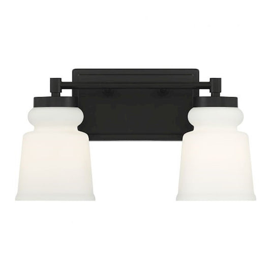 2-Light, 15" Bathroom Vanity Light, Matte Black