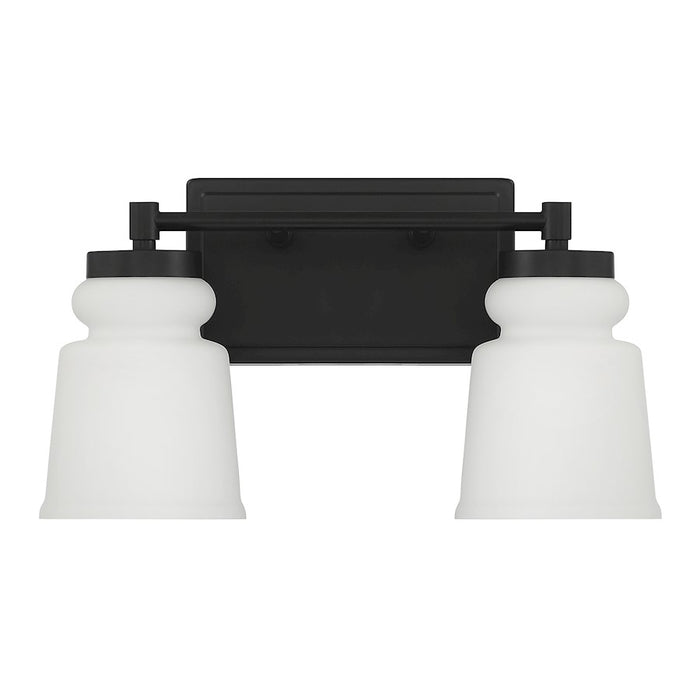 Savoy House 2-Light 15" Bathroom Vanity Light, Matte Black/Milk