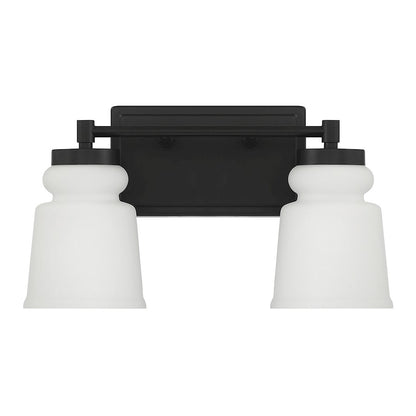 2-Light, 15" Bathroom Vanity Light, Matte Black