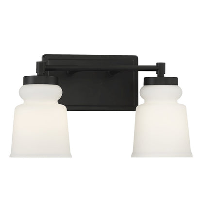 2-Light, 15" Bathroom Vanity Light, Matte Black